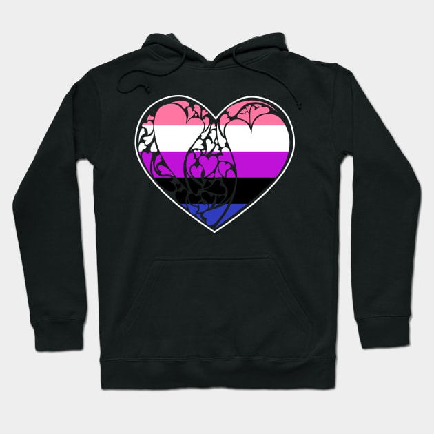 Genderfluid Flag LGBT+ Heart Hoodie by aaallsmiles